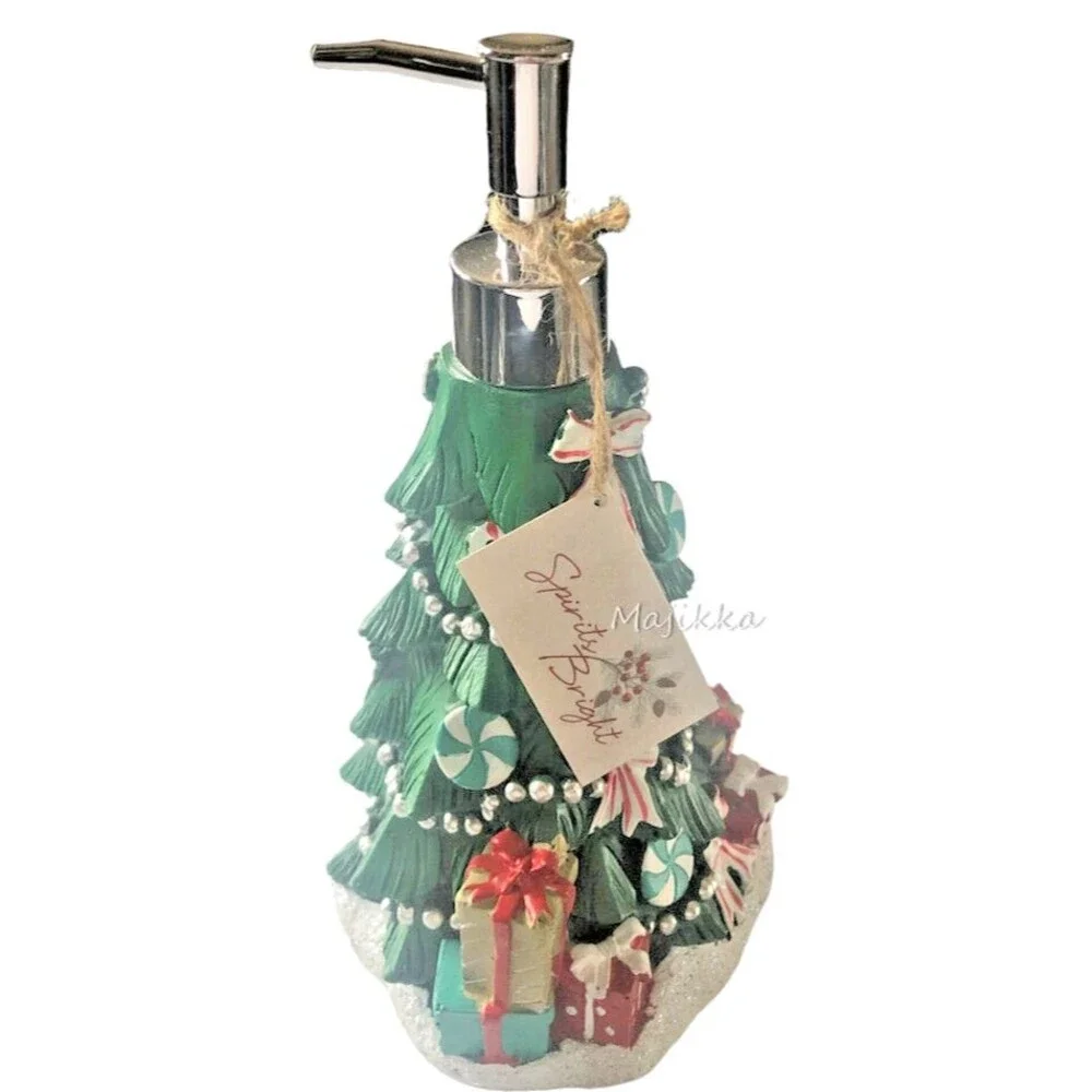 Christmas Tree Soap Lotion Pump Dispenser Ceramic 9